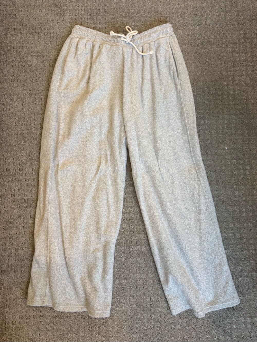 aerie Light Gray Wide-Leg Drawstring Track Pants
